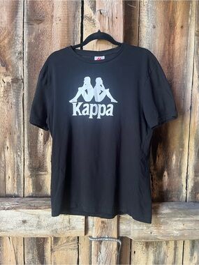 Kappa Black Tee with White Logo and Red Tag